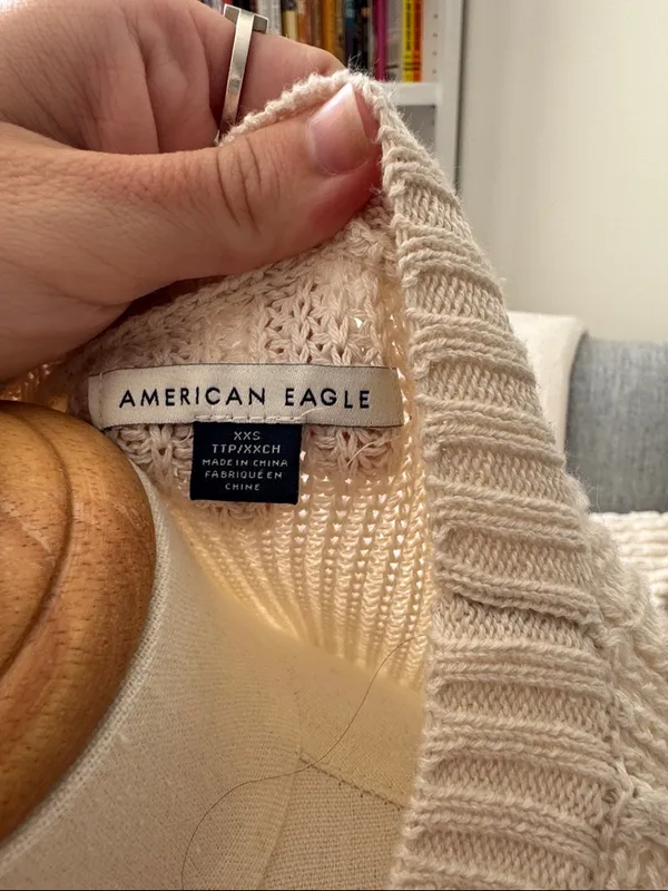 American Eagle Long Weekend Crewneck Sweater in Cream XXS - Image 3