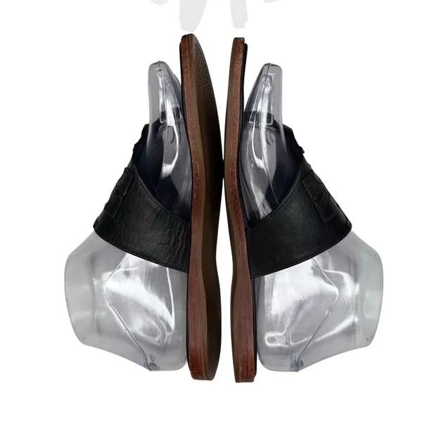 Tory Burch Jamie Size 6.5 Full Logo Thong Sandals‎ Black Leather S/N 48275 - Image 8