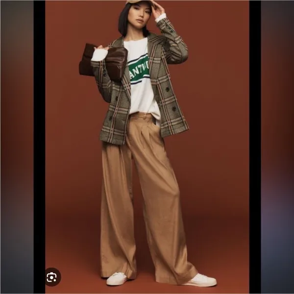 Anthropologie Maeve Pleat Front Trousers Women's Size XS Tan‎ Quiet Luxury - Image 4