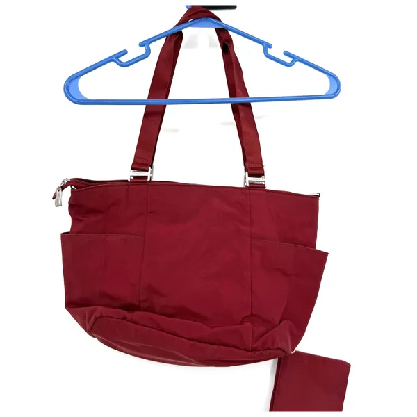 Baggallini Red Shoulder Tote Bag Yellow‎ Lined Multipocket Attached Coin Purse - Image 5