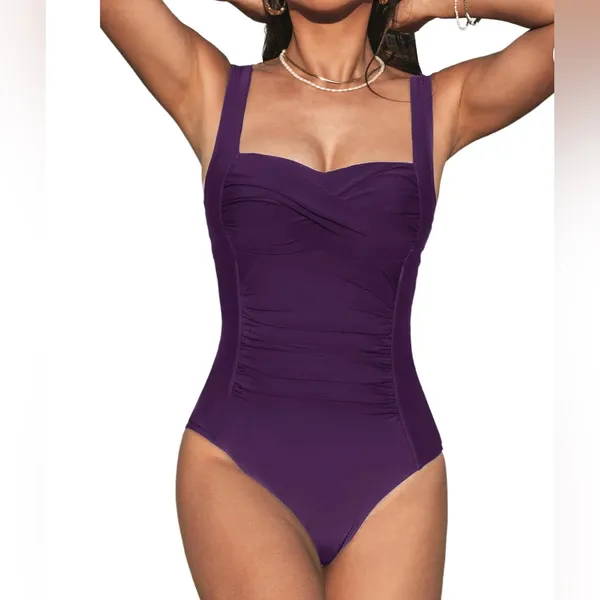 #S36 - Cupshe Elegant Purple One-Piece Swimsuit - Large - Image 2