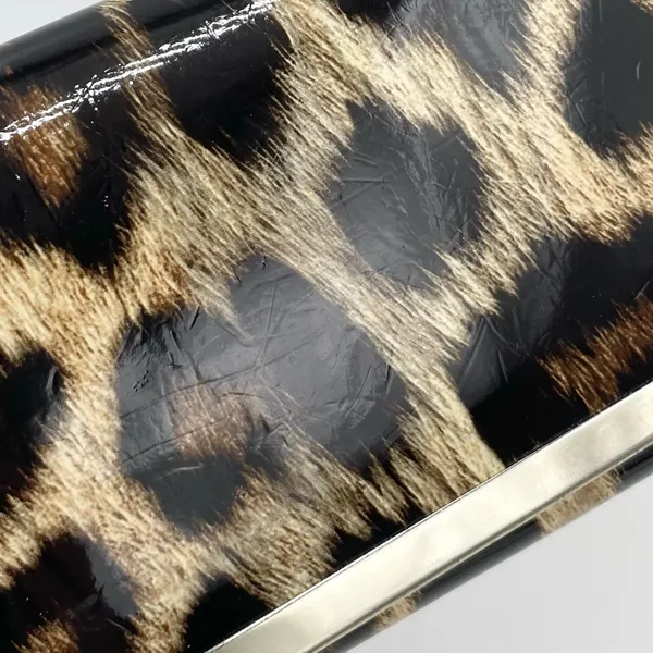 Women's Leopard Print Faux Patent Leather Organizational Foldover Wallet Clutch - Image 10
