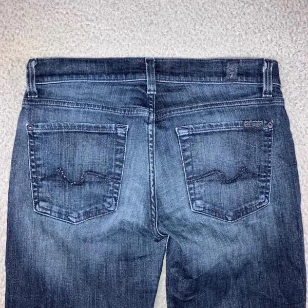 7 For All Mankind Cropped Jeans Women 27 Dark Wash Low Rise‎ Cuffed Hem Fit 28 - Image 11