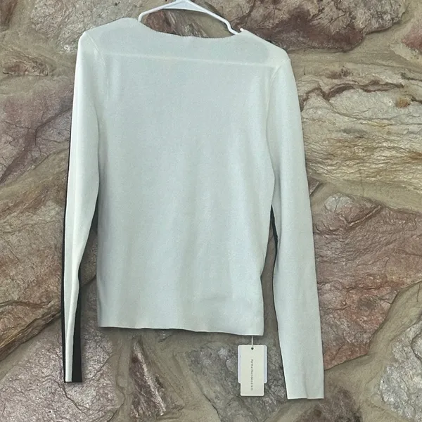 Commense Two Tone Panel Knit Top size XL White - Image 3