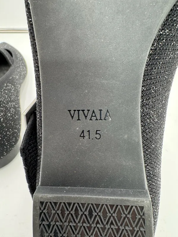 VIVAIA Black Shimmer Pointed Toe Mary Jane Flats Women’s Size 41.5 - Image 7