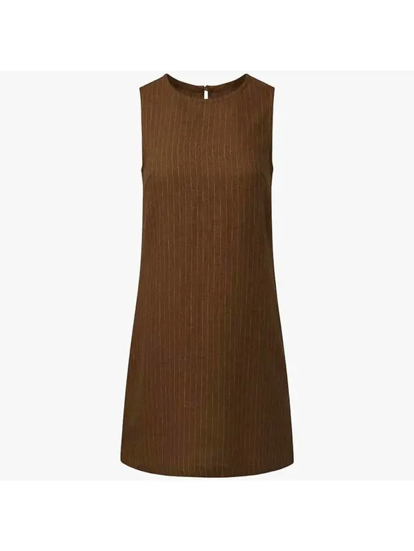 WeWoreWhat Stripe Linen Blend A-Line Muscle Mini Dress Brown NWT XS - Image 5