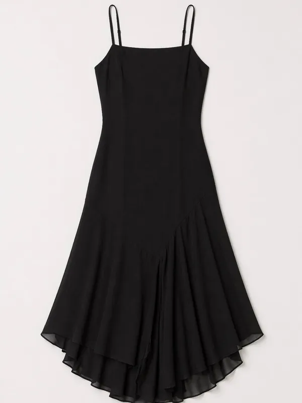 🌺 Urban Outfitters Black Slip Dress XS 0-2 Sheer Hem Layered Minimalist NWT - Image 4
