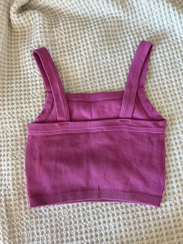 Cotton On Pink Crop Top Ribbed - Image 2
