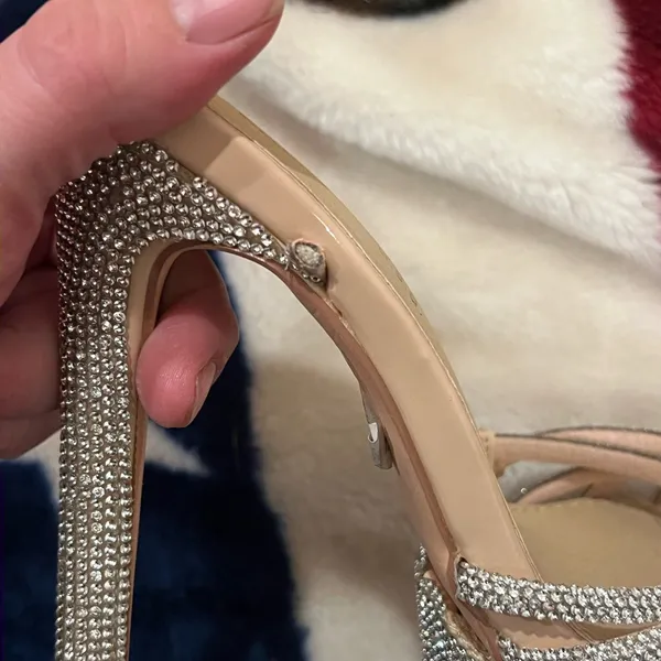 Cathy In USA 5.5 Silver Rhinestone Platform Heels - Image 4