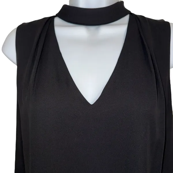 WHITE HOUSE BLACK MARKET‎ Black Sleeveless Choker Neck Shift Dress EUC Size 6 - Image 3