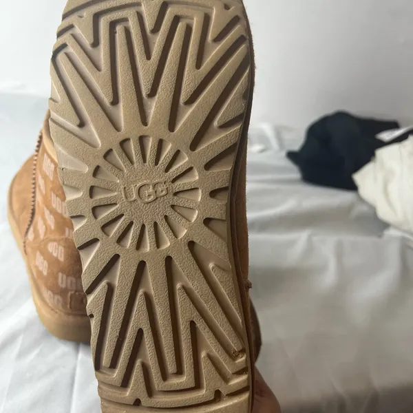 UGG Chestnut Suede Ankle Boots Women size 10 logo print - Image 8