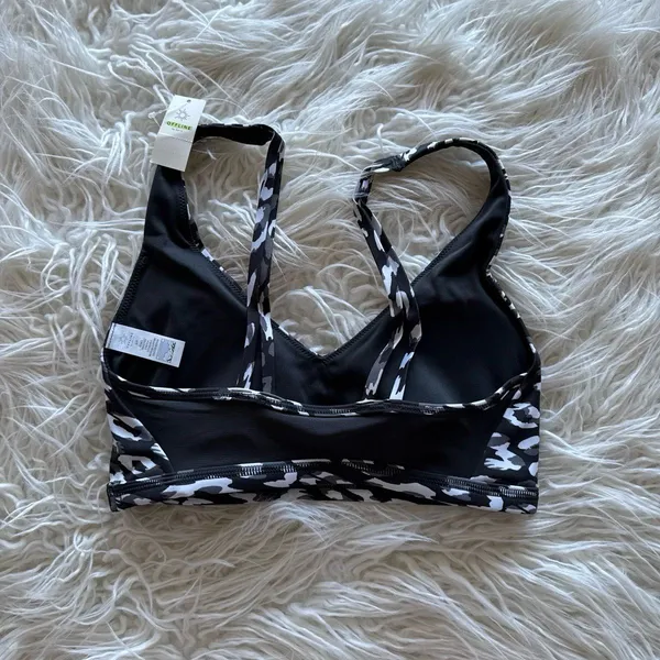 Aerie Goals Plunge Sports Bra Gray Size Small - Image 5