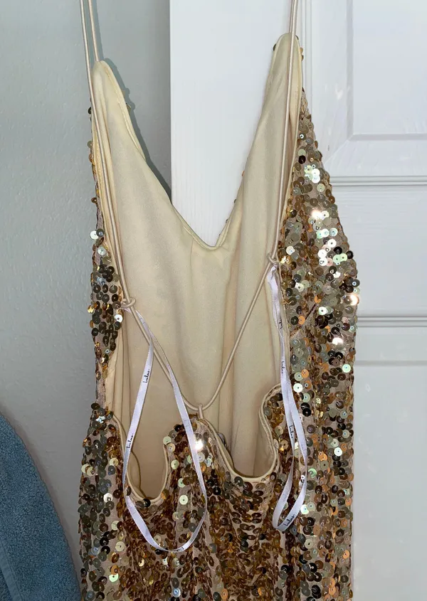 Gold Sequin Dress - Image 4