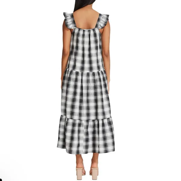 BB Dakota by Steve Madden Black and White Plaid Maxi Dress, M - Image 2