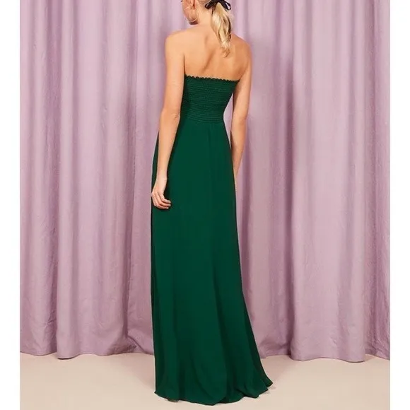 Reformation‎ Hibiscus Maxi Dress in Emerald Green Size Small Cut Out Bow Front - Image 3