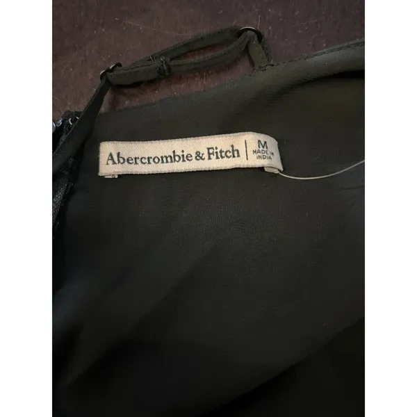 Abercrombie & Fitch Dress Womens Medium Black Satin Ruched Cowl Slip Midi Party - Image 9