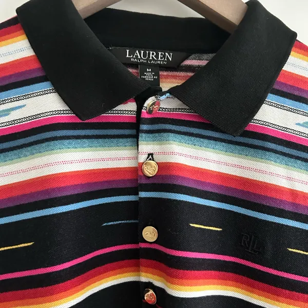Lauren Ralph Lauren Western Polo Shirt Black Pink Size M - Image 2