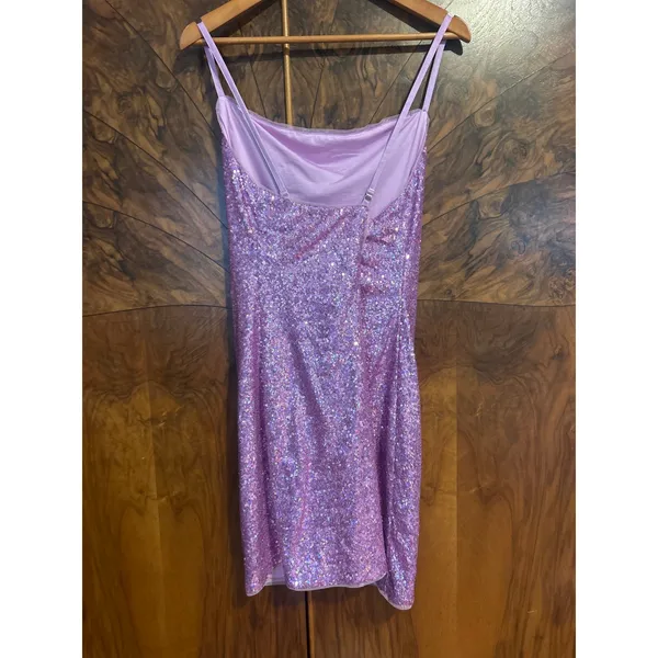 BCBG MAX AZRIA Sequin Cowl Mini Slip Dress PARTY Size L Large Lavender NWT - Image 3