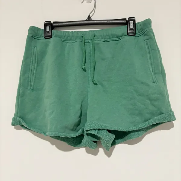 PACSUN Logo Embroidered Rolled Hem Sweat Shorts green‎ size Medium - Image 3