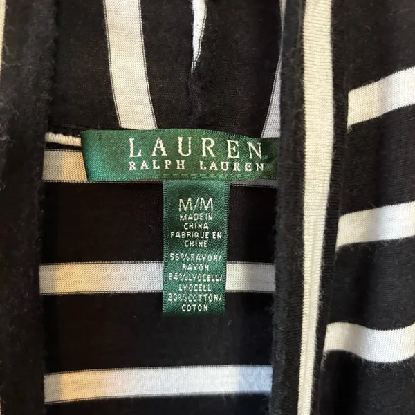 Lauren Ralph Lauren Women’s Cardigan Open Long Sleeve Striped‎ Blue Size Medium - Image 3