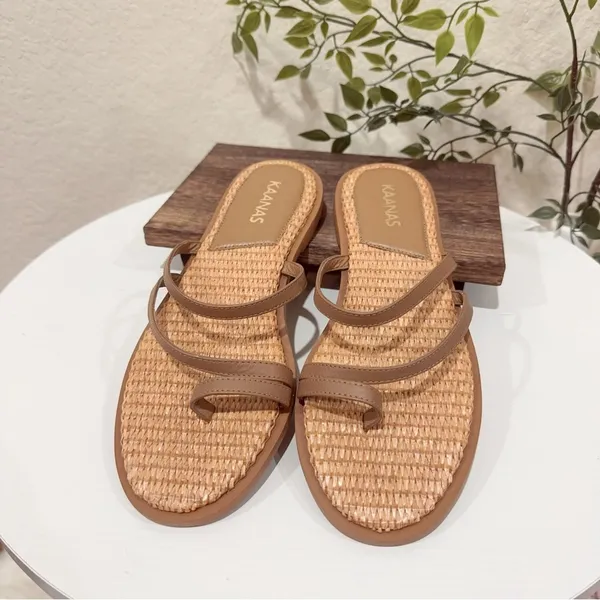 Kaanas Azores Naked slide Sandals Caramel Flats Size 6 NWOB - Image 2