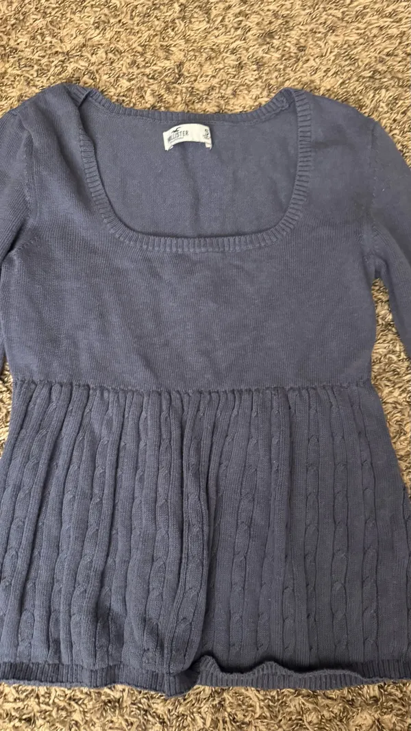 Hollister Babydoll Top Long Sleeve Blue - Image 4