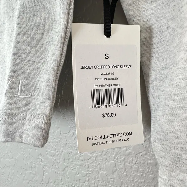 NWT‎ IVL Collective Cotton Jersey Cropped Top Womens Heather Gray Small Athletic - Image 9
