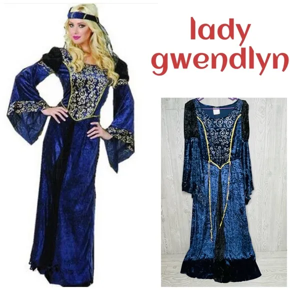 Lady gwendlyn blue renaissance dress Halloween costume cosplay ren fair 8-10 - Image 2