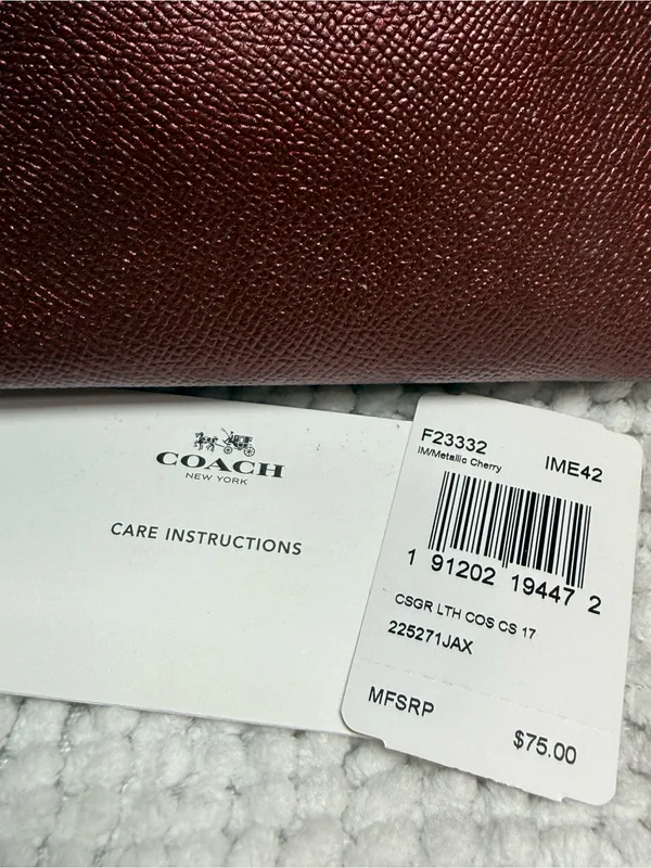 Coach Metallic Cherry Leather Cosmetic Case Makeup Bag Zip Pouch F23332 - Image 11