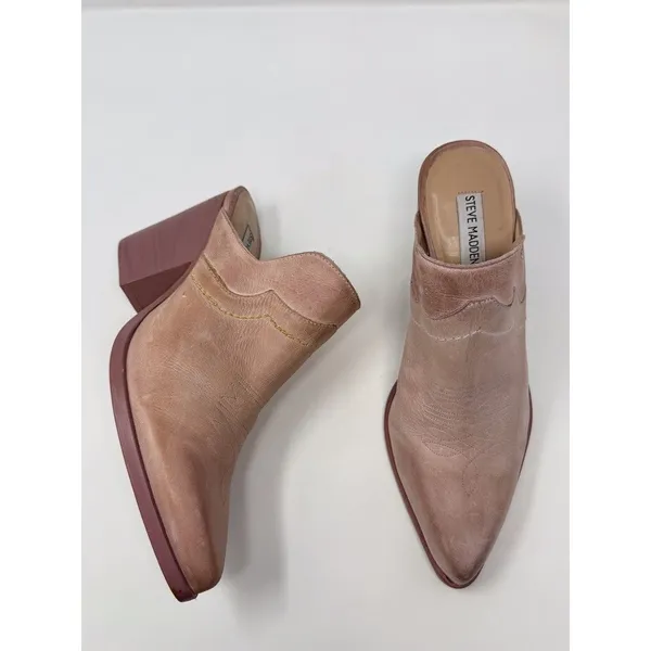 Steve Madden Cando C Heels Brown Leather Western Mules Pointed Sandals US 9 M - Image 3