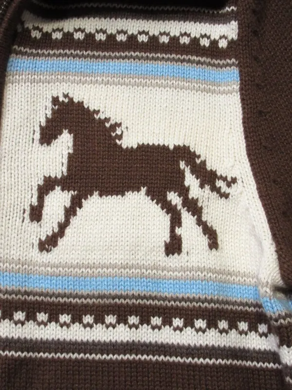 NWT Abercrombie & Fitch Western Horse Cardigan in Brown Crop Sweater XS - Image 5