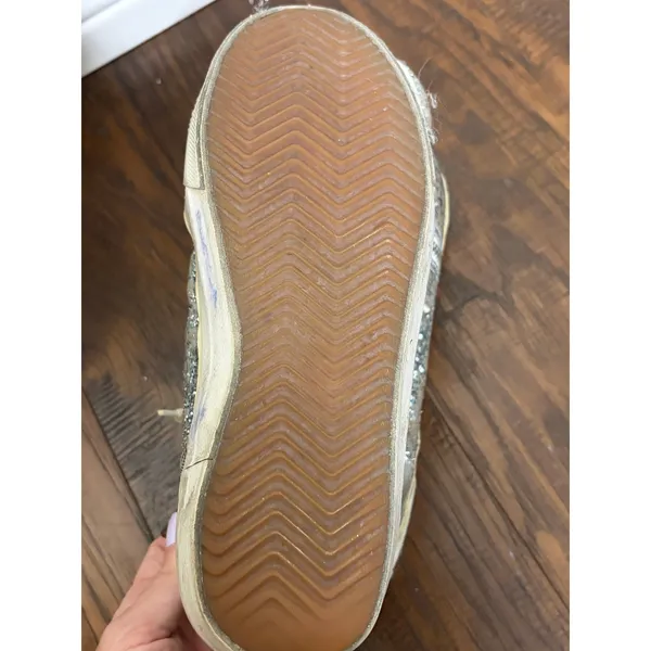 Golden Goose Slide High Top Sneakers 37 Silver Glitter Star GGDB - Image 13