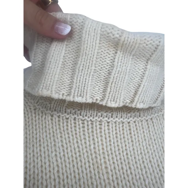 Incentive Cashmere Ivory Chunky Knit Turtleneck Sweater Made Italy Size S - Image 4