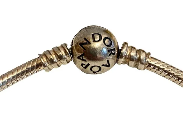 Pandora Moments Snake Bracelet Pave Cubic Zirconia Heart Clasp Sterling Silver - Image 4
