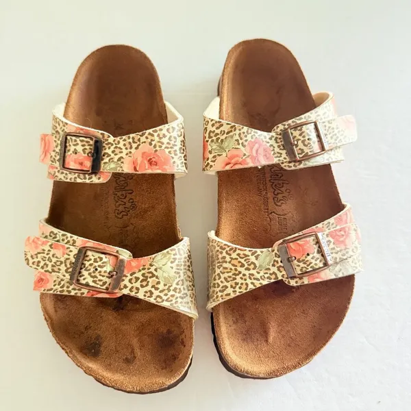Birkenstock Arizona Sandals Cheetah Floral Buckle Slip Footbed Medium Narrow 37 - Image 4