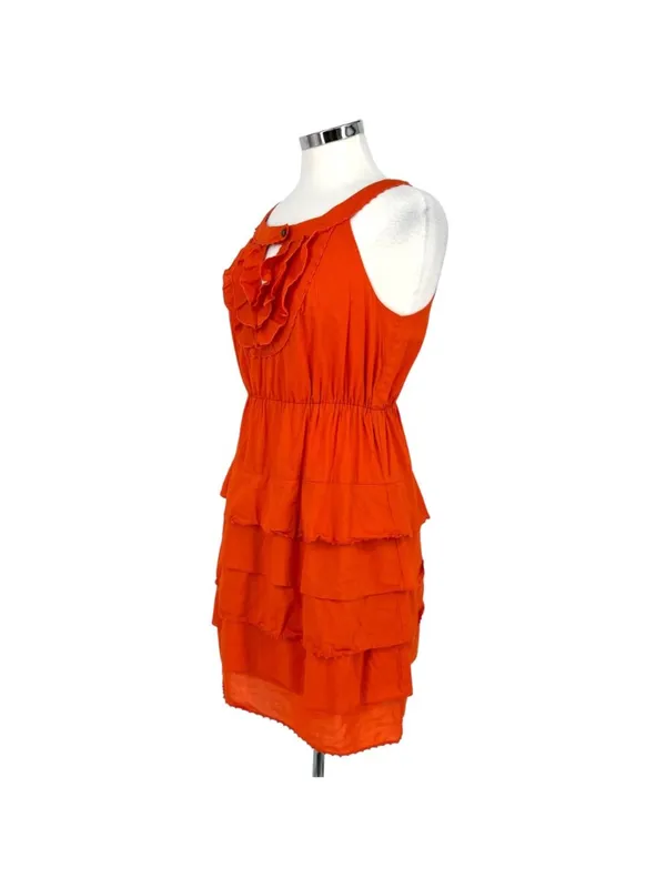 Maeve Anthropologie Y2K Terrasina Tiered Ruffle Mini Dress Orange Size XS - Image 5
