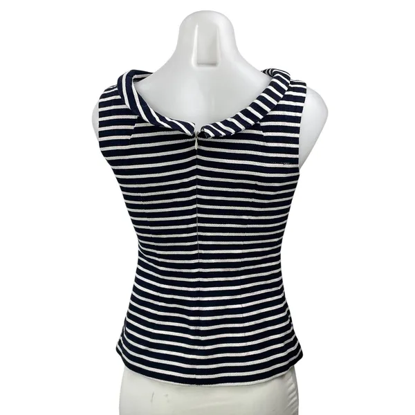 Boden Martha Women's Black White Sleeveless Striped Boat Neck Blouse Top Size 2 - Image 3