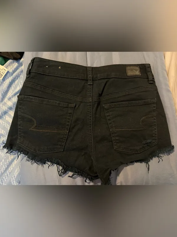 American Eagle Outfitters Black Distressed Jean Shorts - Image 2