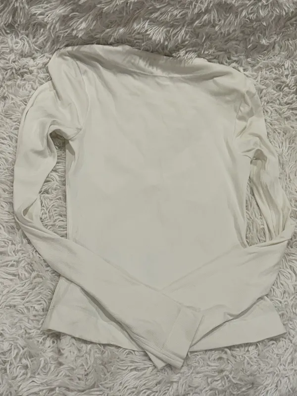 Free People White Ribbed Long-Sleeve Scoop Neck Top - Image 4