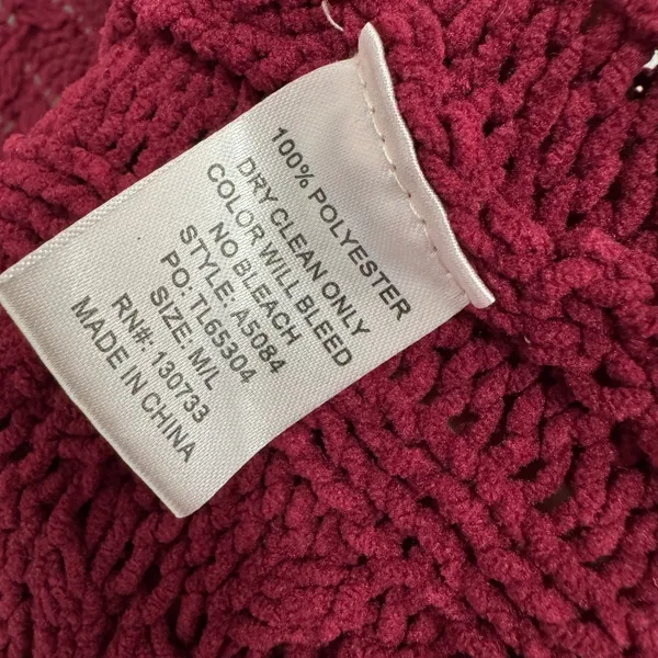 Umgee USA Burgundy Cable Open Front Chunky Knit Cardigan Oversized M/L Boho - Image 7