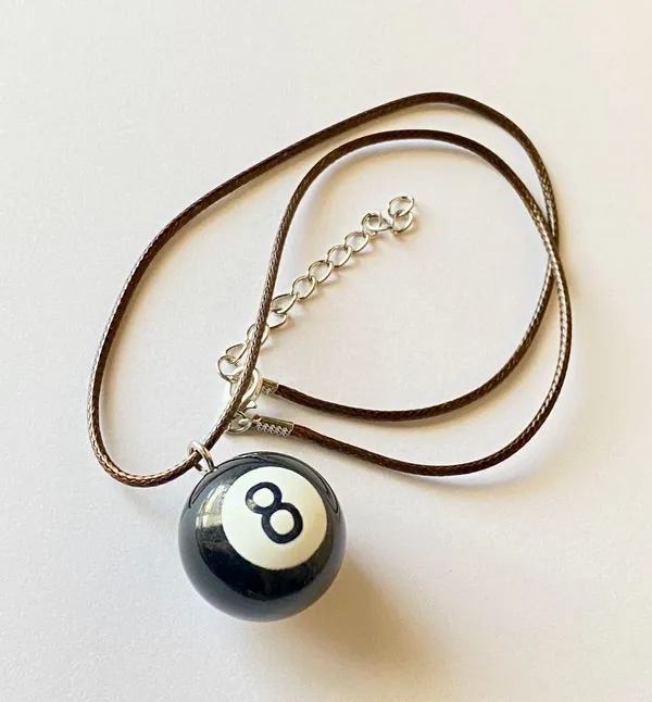 Handmade big 8 ball y2k grunge funky unisex simple brown necklace🎲8️⃣🖤 - Image 5