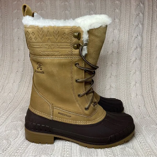 Kamik Siennah Women's Snow Mid Calf Boot in Beige Tan - Image 3