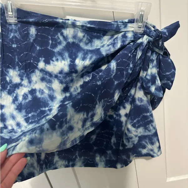 ZARA Women’s Tie-Dye Wrap Swim Skirt - Navy & White - Image 3