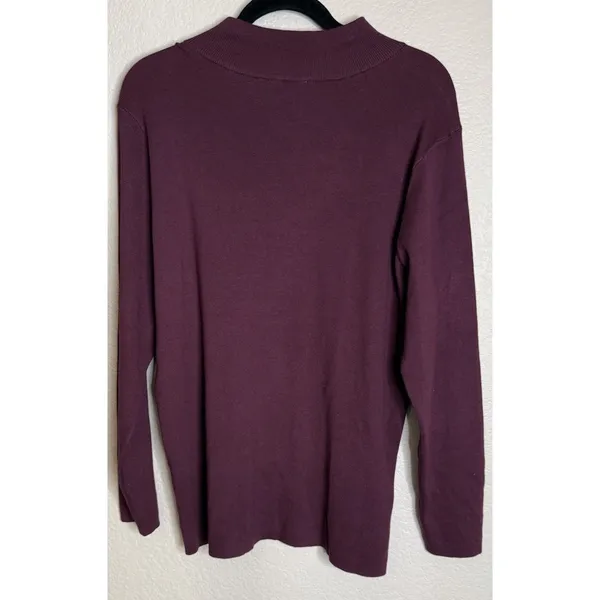 Chicos 4 US XXL Sweater Purple Plum Mock Neck Button Shoulder Long Sleeve Top - Image 2