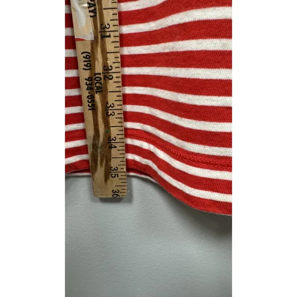 J. Crew Small Dress Womens 100% Cotton‎ Striped Red White Lace Short Sleeve - Image 5