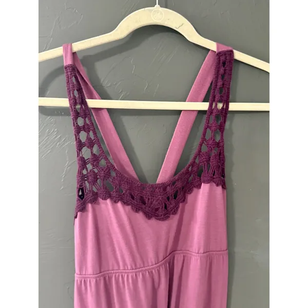 Mudd Y2k Womens Mauve High Low Maxi Dress Crochet‎ Lace Neckline Purple Medium - Image 3