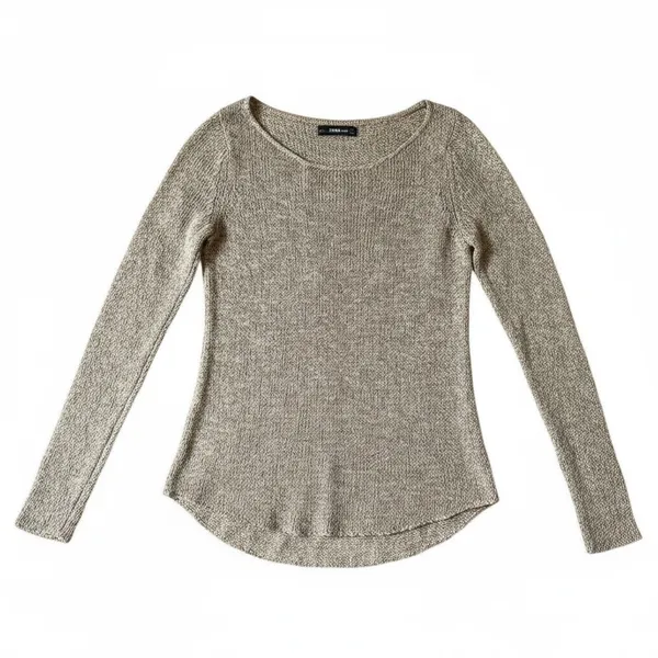 ZARA Brown Knit Long Sleeve Sweater Top, M - Image 8