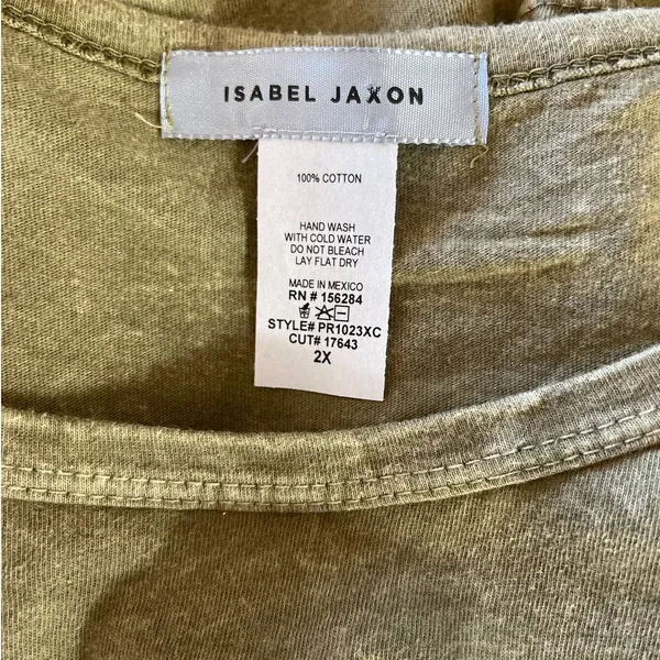 Isabel Jaxon Womens Positive Thinking Olive Round Neck T-Shirt Tee NEW 2X - Image 4