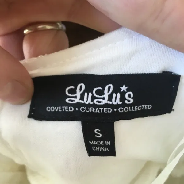 Lulu’s off white, flower embossed brocade S skater dress - Image 2