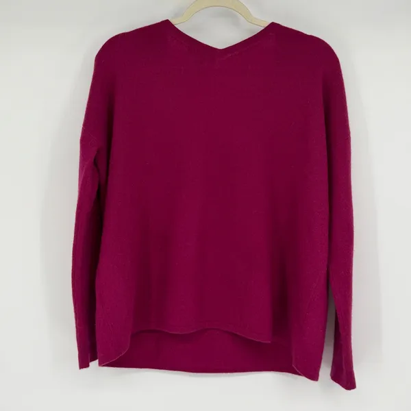 Charter Club Luxury 100% Cashmere‎ V-Neck Sweater Raspberry Pink XS Oversized - Image 2